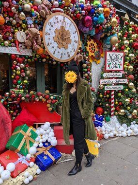 French Connection Green Long Faux Fur Coat
